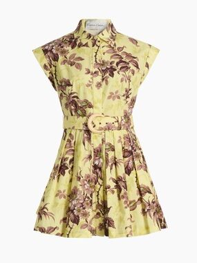 Cara Cara Octavia Floral Cotton Poplin Belted Mini-Shirt Dress